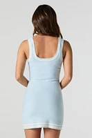 Scoop Neck Contrast Mini Sweater Dress