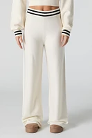Pantalon à jambe large en tricot avec liséré ray