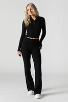 Foldover Waist Flare Knit Pant