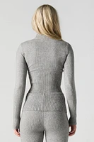 Knit Quarter Zip Turtleneck Sweater