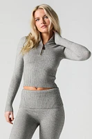Knit Quarter Zip Turtleneck Sweater