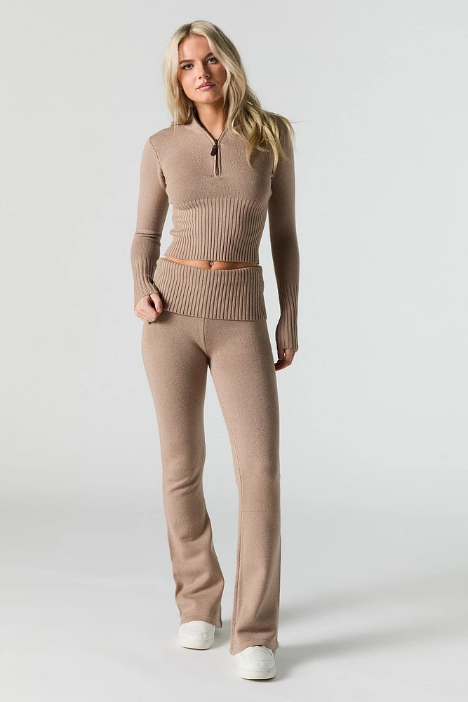 Knit Quarter Zip Turtleneck Sweater