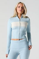 Knit Zip-Up Turtleneck Sweater