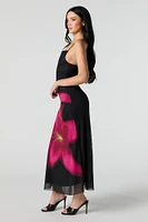 Printed Mesh Maxi Dress