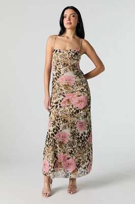 Robe maxi en filet imprimé