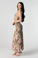 Robe maxi en filet imprim