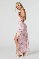 Floral V-Neck Slit Maxi Dress