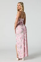 Floral V-Neck Slit Maxi Dress