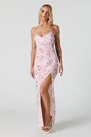 Floral V-Neck Slit Maxi Dress