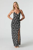 Floral V-Neck Slit Maxi Dress