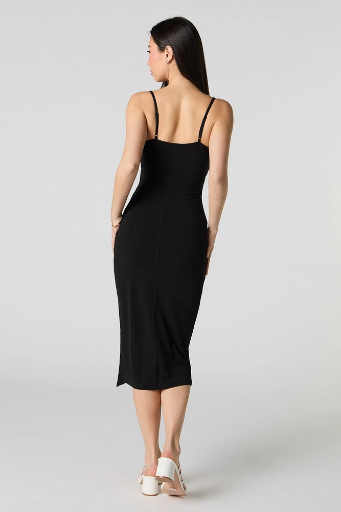Surplice Asymmetrical Midi Dress