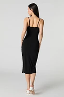 Surplice Asymmetrical Midi Dress