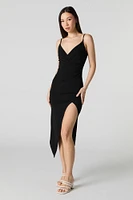 Surplice Asymmetrical Midi Dress