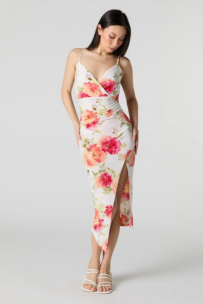 Robe midi asymétrique à surplis