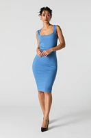 Square Neck Bodycon Midi Dress