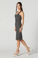 Striped Square Neck Midi Dress