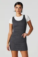 Pinstriped Scoop Neck Mini Dress