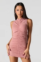 Mesh Ruched Sleeveless Mini Dress