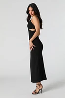 O-Ring Cut-Out Slit Midi Dress