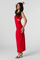 O-Ring Cut-Out Slit Midi Dress