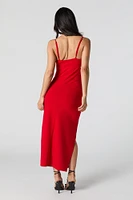 O-Ring Cut-Out Slit Midi Dress
