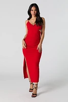 O-Ring Cut-Out Slit Midi Dress