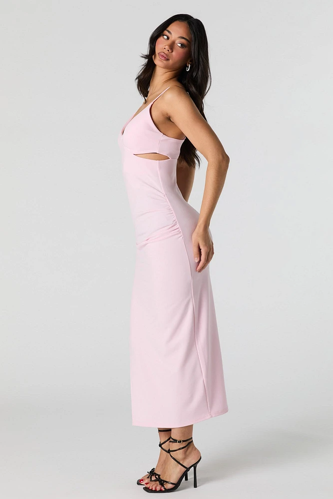 Robe midi à fente et découpe avec anneau