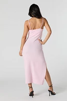 Robe midi à fente et découpe avec anneau