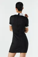 Pinstriped Collared Mini Dress