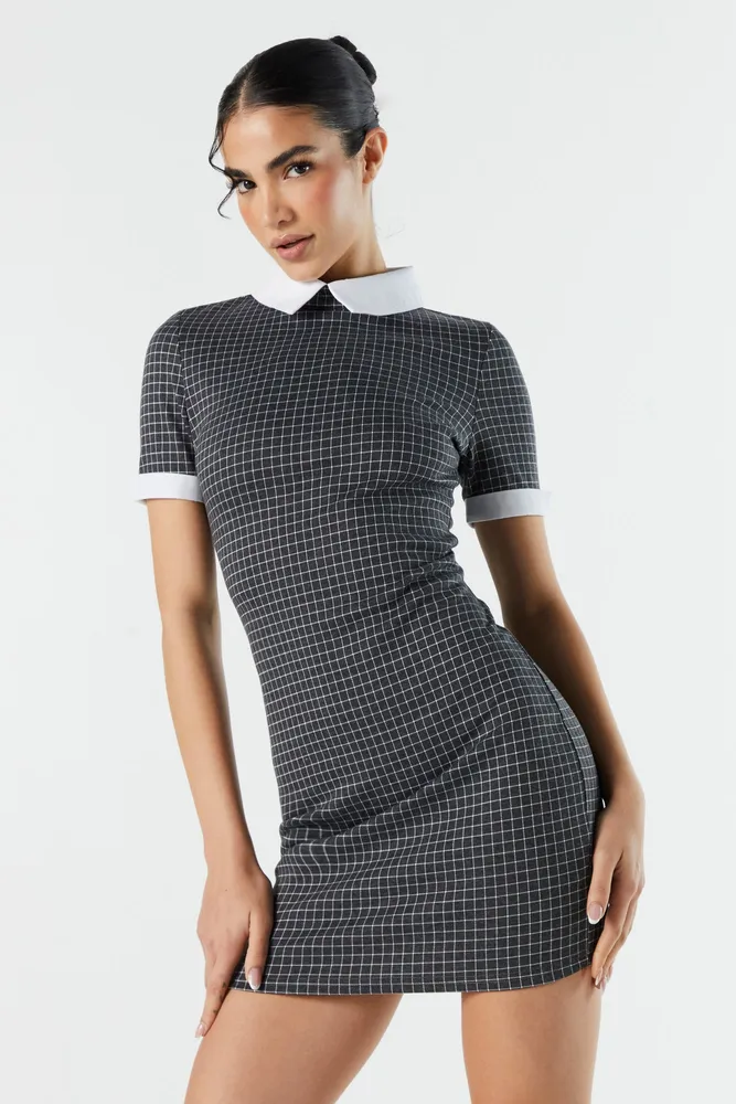 Checkered Collared Mini Dress