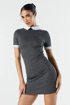 Checkered Collared Mini Dress