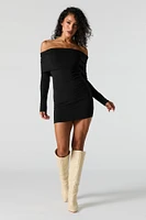 Off Shoulder Long Sleeve Mini Dress