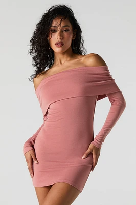 Off Shoulder Long Sleeve Mini Dress