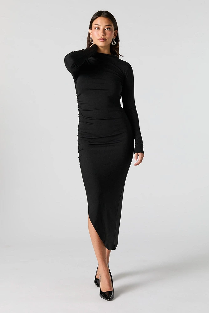 Asymmetrical Bodycon Long Sleeve Midi Dress