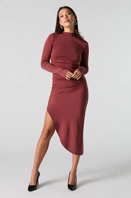 Robe midi Bodycon asymÃ©trique Ã  manches longues