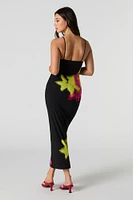 Abstract Floral Scoop Neck Midi Dress