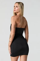 Ruched Strapless Mini Wrap Dress