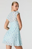 Floral Lace Flutter Sleeve Mini Dress