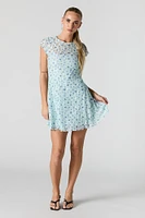 Floral Lace Flutter Sleeve Mini Dress