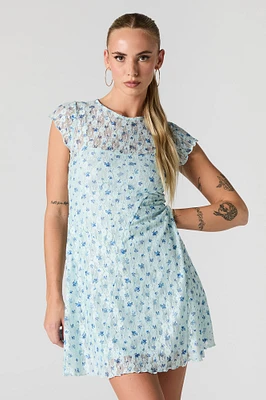 Floral Lace Flutter Sleeve Mini Dress