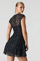 Floral Lace Flutter Sleeve Mini Dress