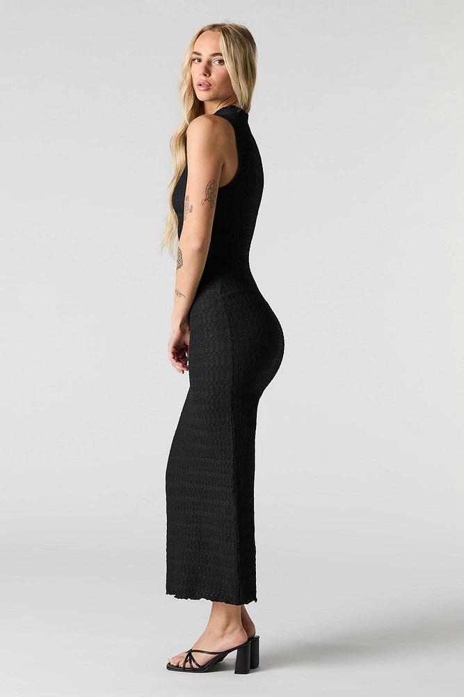 Textured Sleeveless Bodycon Maxi Dress