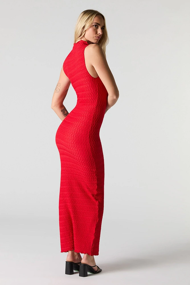 Textured Sleeveless Bodycon Maxi Dress