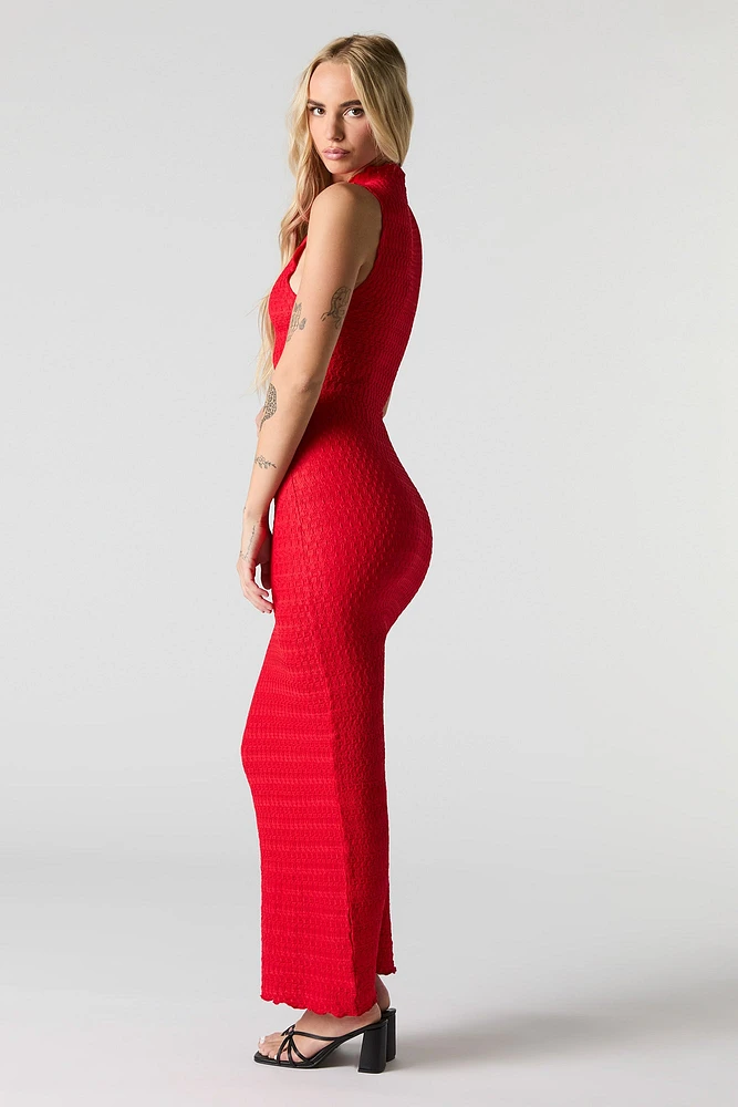 Textured Sleeveless Bodycon Maxi Dress