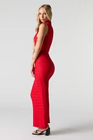 Textured Sleeveless Bodycon Maxi Dress