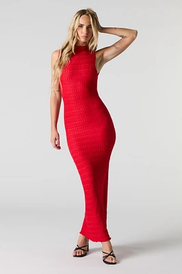Textured Sleeveless Bodycon Maxi Dress