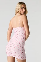 Ruched Cowl Neck Mini Dress