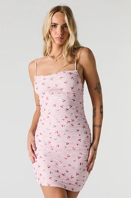 Ruched Cowl Neck Mini Dress