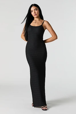 Textured Side Slit Maxi Dress