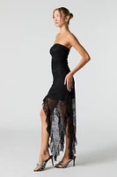 Floral Lace Asymmetrical Tube Dress